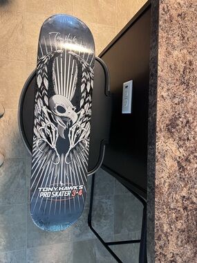 Tony Hawk Black & White Graphic Deck Cover with Skull and Wings